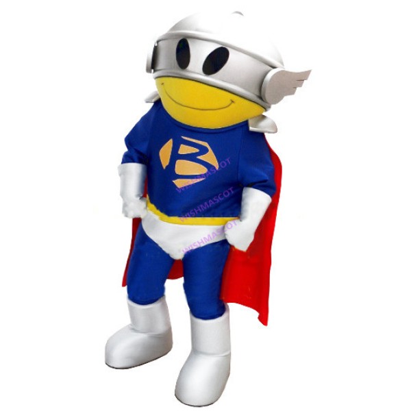 Righteous Man With Silver Helmet Mascot Costume