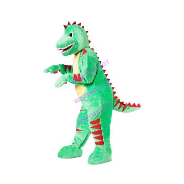 Green Stegosaurus Mascot Costume Sneaking Forward