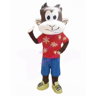 Leisurely Monkey In Flower Shirt Mascot Costume