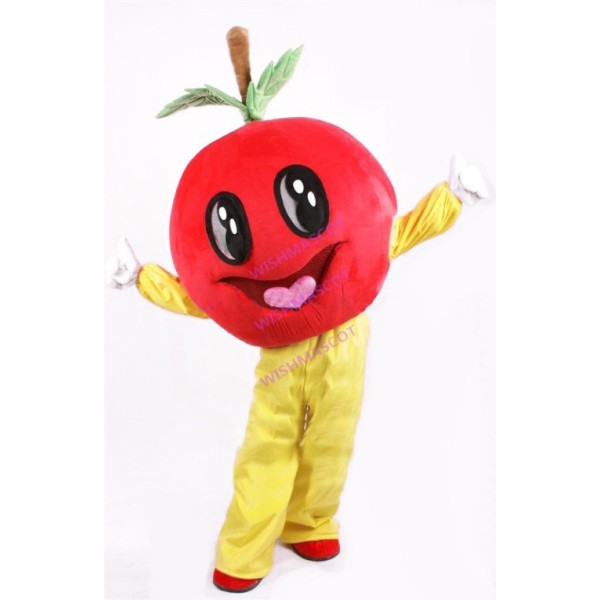 Smiling Cartoon Red Apple Mascot Costume