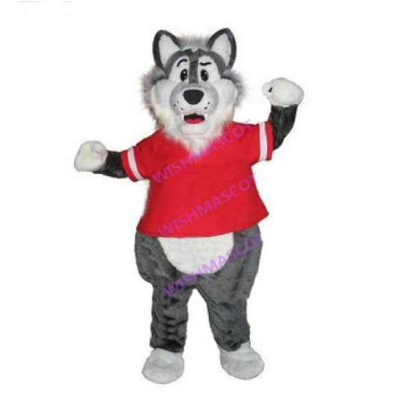 Frizzy Fight Gray Wolf Mascot Costume
