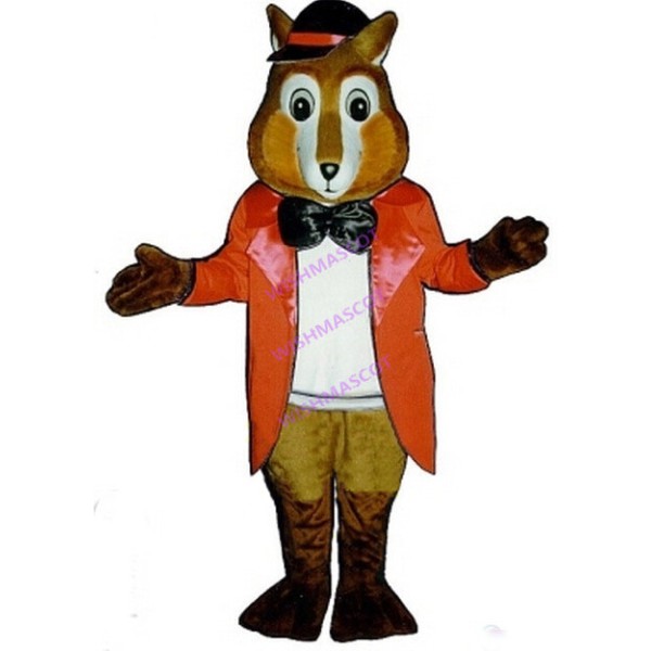 Mr Squirrel In Orange Suit Mascot Costume