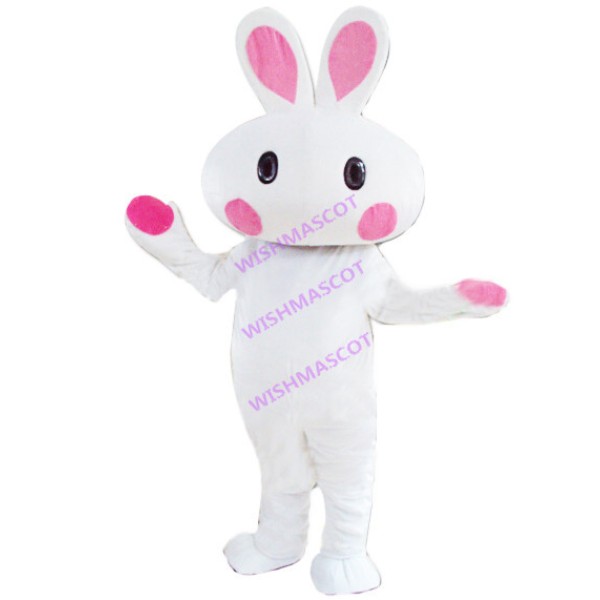 White Blush Rabbit Mascot Costume