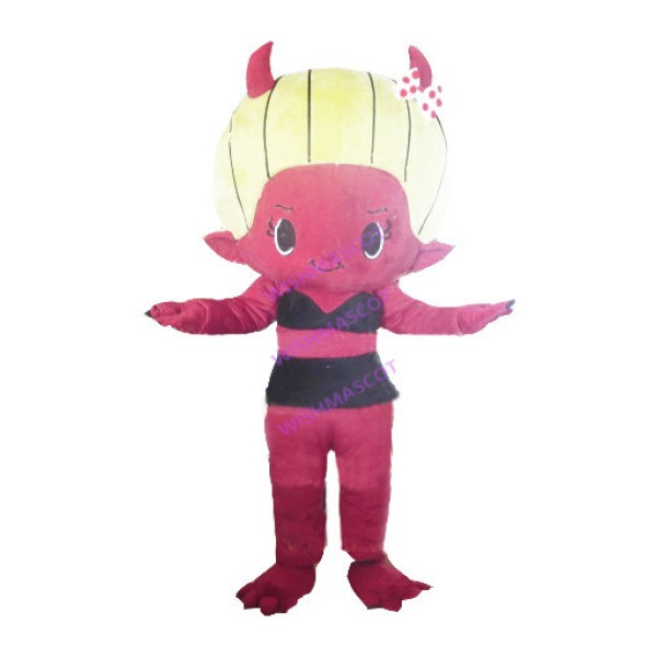Blond Devil In Swimsuit Mascot Costume