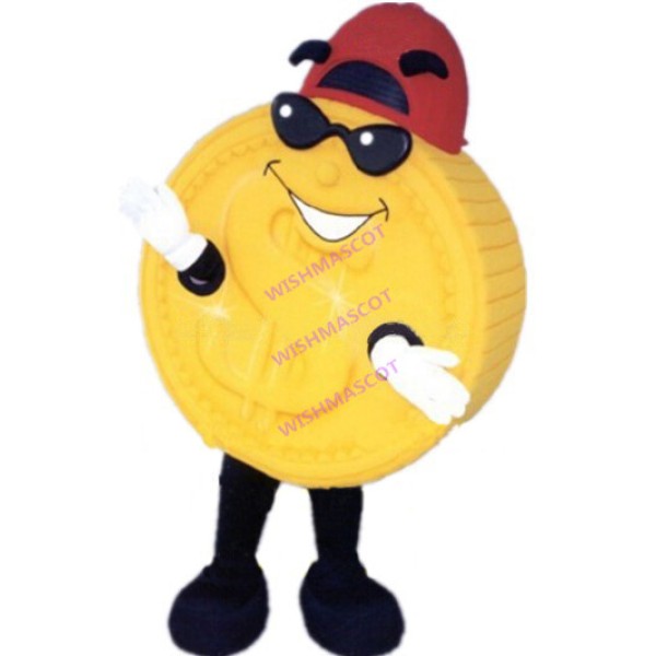 Shiny Golden Dollar Coin Mascot Costume