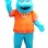 Blue Hairy Monster Mascot Costume Wearing Slippers