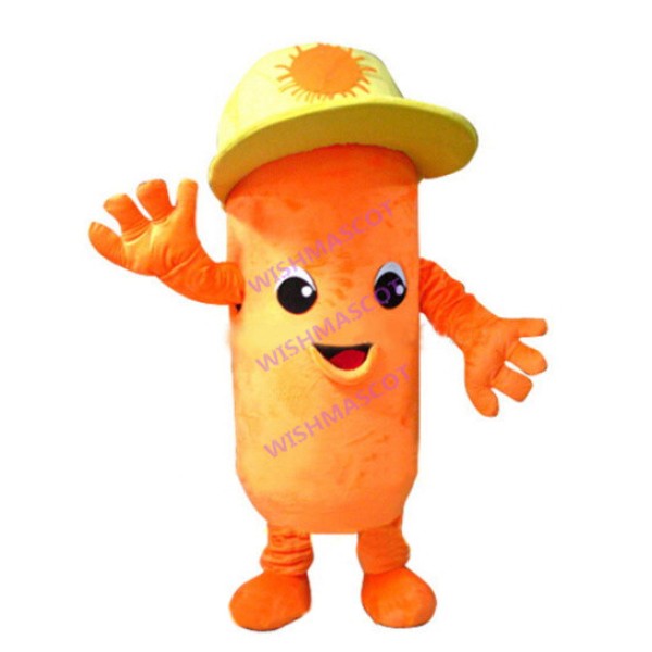 Long Doll Wearing Sun Hat Mascot Costume