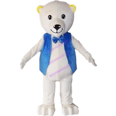 Smiling Waiter Bear Mascot Costume
