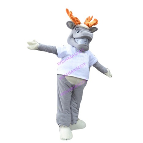 Glad Moose Mascot Costume With Orange Horns