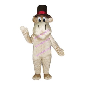 Courteous Hippo Mascot Costume With Top Hat