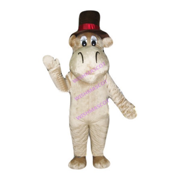 Courteous Hippo Mascot Costume With Top Hat