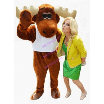 Posing Moose Mascot Costume For Taking Pictures