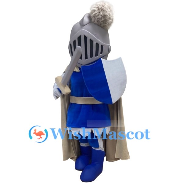 Blue-Armored Knight Mascot Costume