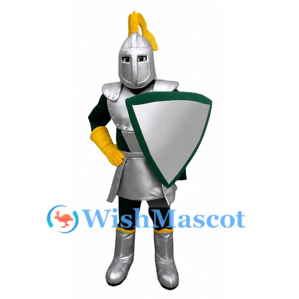 Silver-Armored Knight Mascot Costume