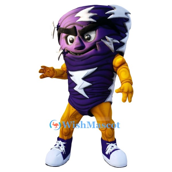 Muscle Purple Lightning Mascot Costume
