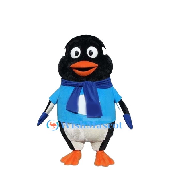 Penguin Mascot Costume in Blue Outfit