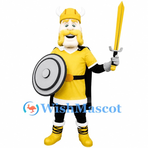 Yellow Viking Warrior Mascot Costume
