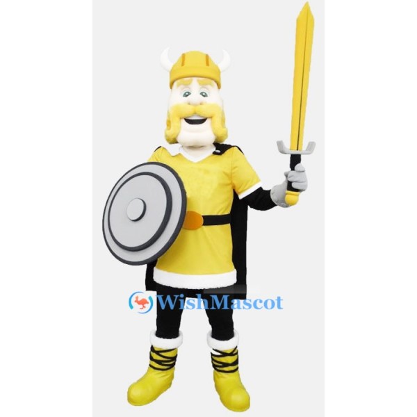 Yellow Viking Warrior Mascot Costume