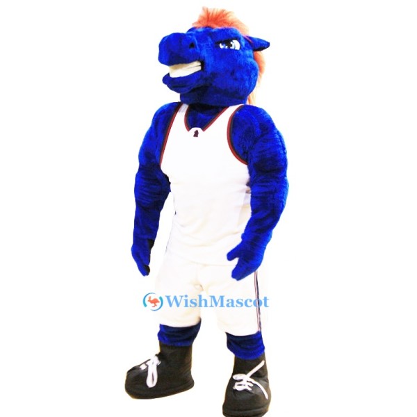 Sporty Blue Horse Mascot Costume