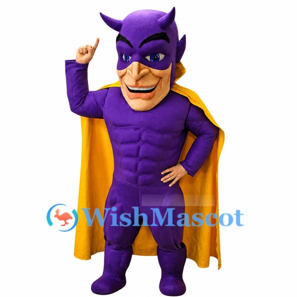 Purple Superhero Mascot Costume