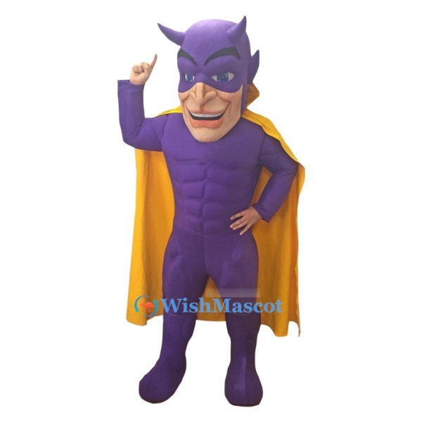 Purple Superhero Mascot Costume