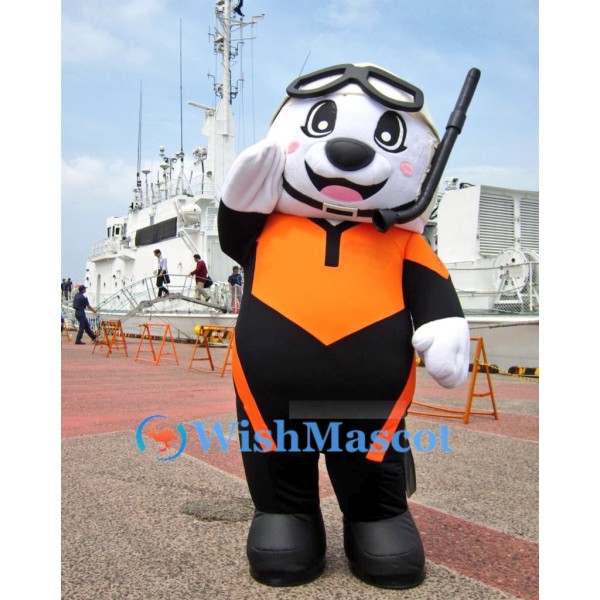Diving White Seal Mascot Costume