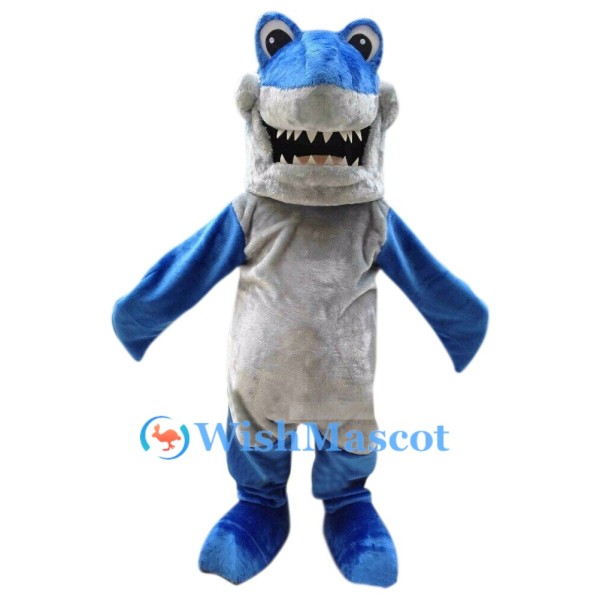 Cartoonish Blue Shark Mascot Costume
