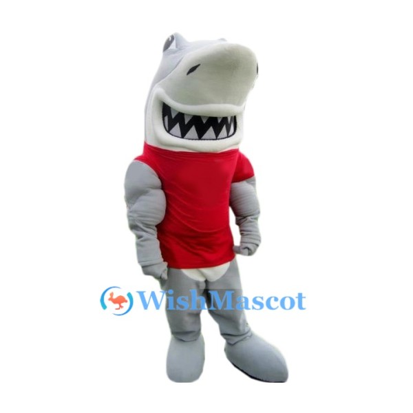 Muscle Gray Shark Mascot Costume