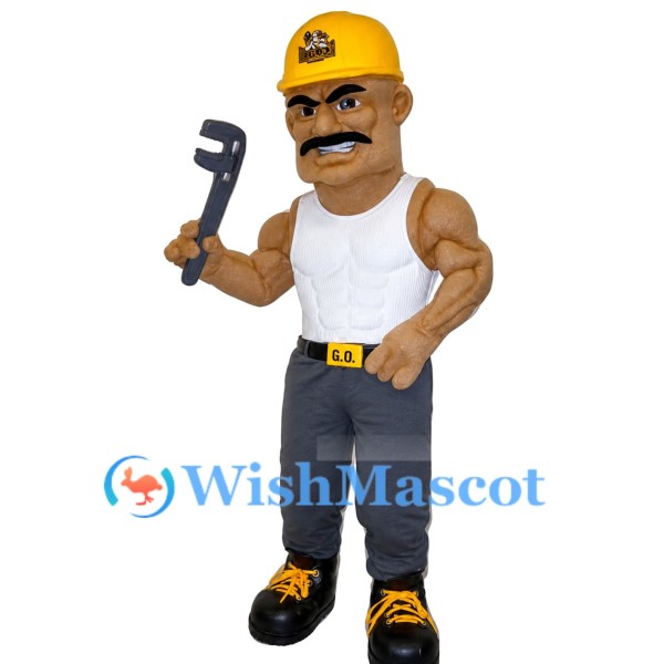 Strong Construction Worker Mascot Costume