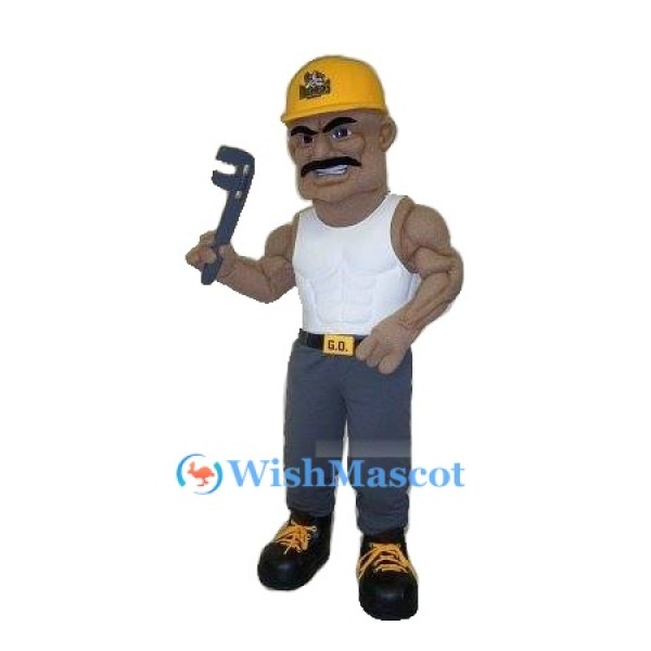 Strong Construction Worker Mascot Costume