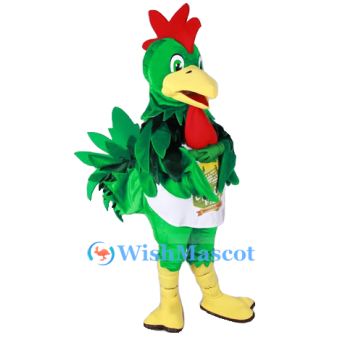 Green Rooster Mascot Costume