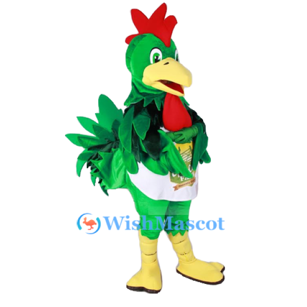 Green Rooster Mascot Costume