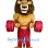Muscle Lion Mascot Costume with Barbell