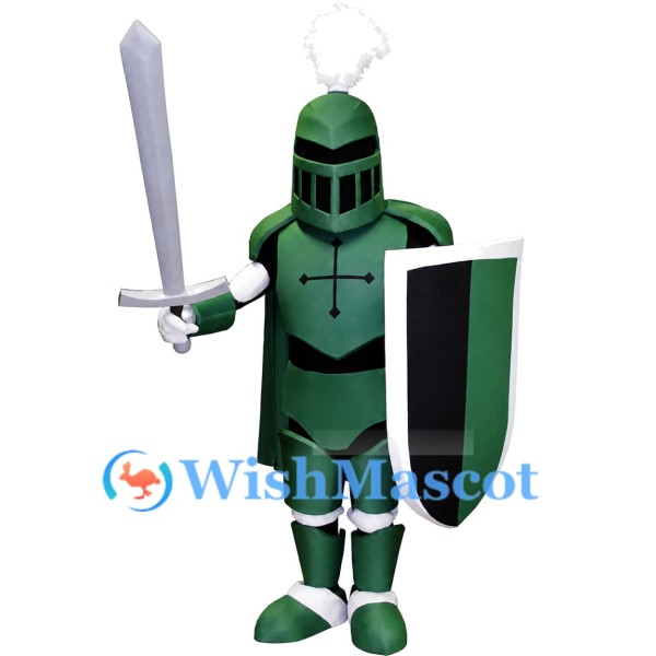 Cool Green Knight Mascot Costume