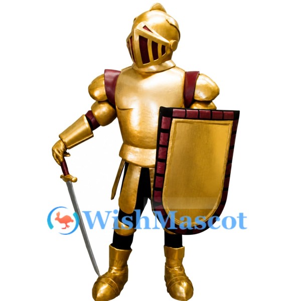Medieval Golden Knight Mascot Costume