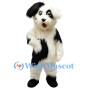 Black and White Plush Dog Mascot Costume
