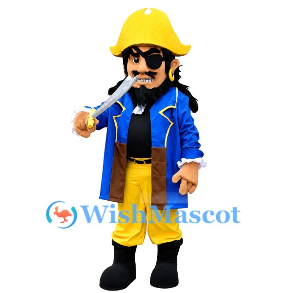 ‌Blue & Yellow Pirate Mascot Costume
