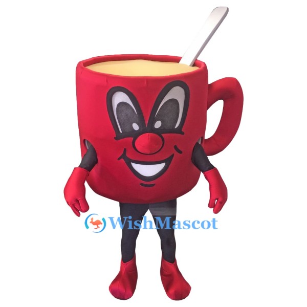 Joyful Red Coffee Cup Mascot Costume