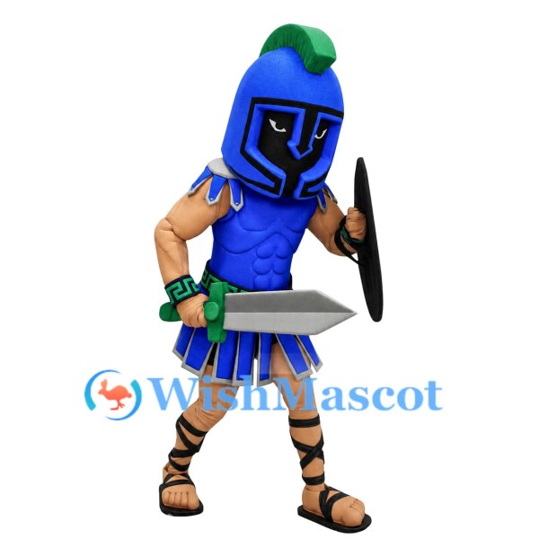 Blue Spartan Mascot Costume