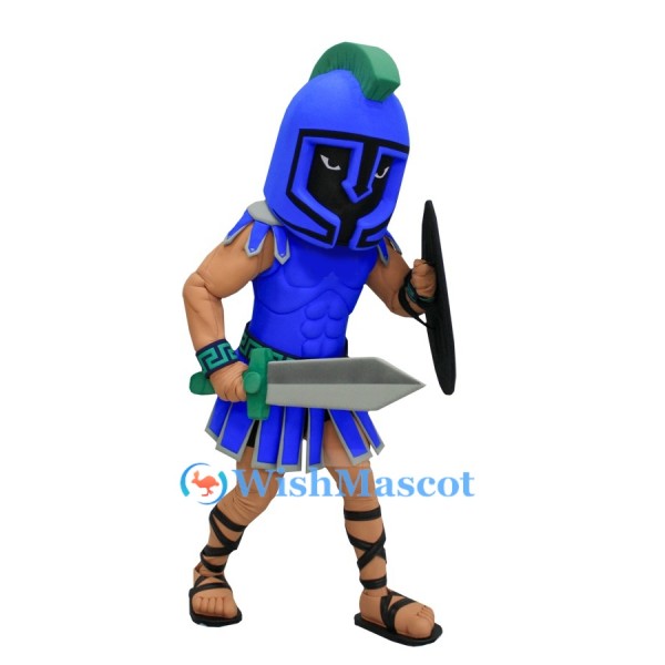 Blue Spartan Mascot Costume