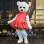 Festive White Teddy Bear Mascot Costume