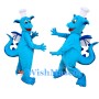Blue Chef Dragon Mascot Costume