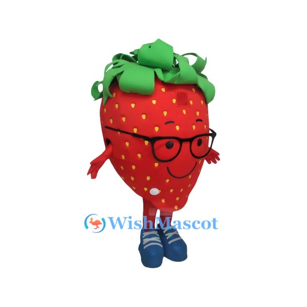 Strawberry Mascot Costume with Glasses