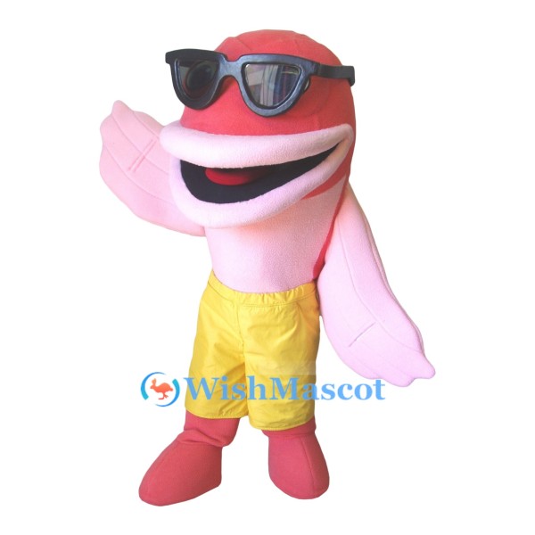 ‌Cool Pink Fish Mascot Costume