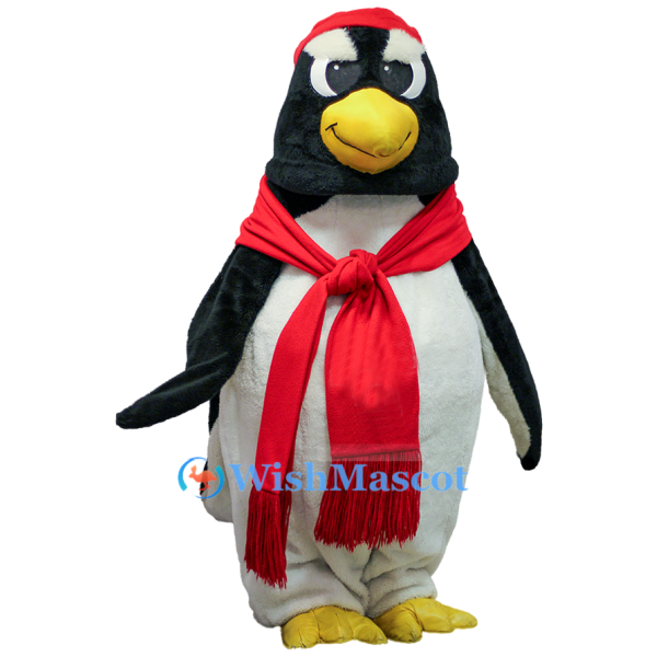 Red Scarf Penguin Mascot Costume