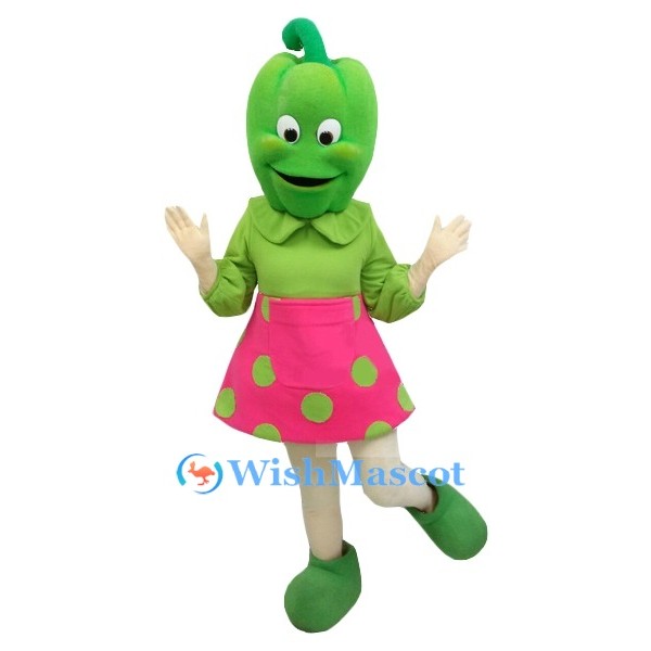 Green Pepper Girl Mascot Costume