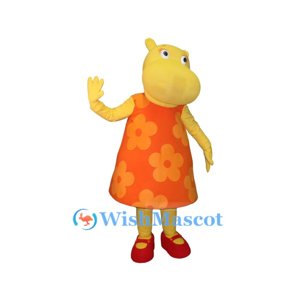 ‌Cute Yellow Hippo Mascot Costume