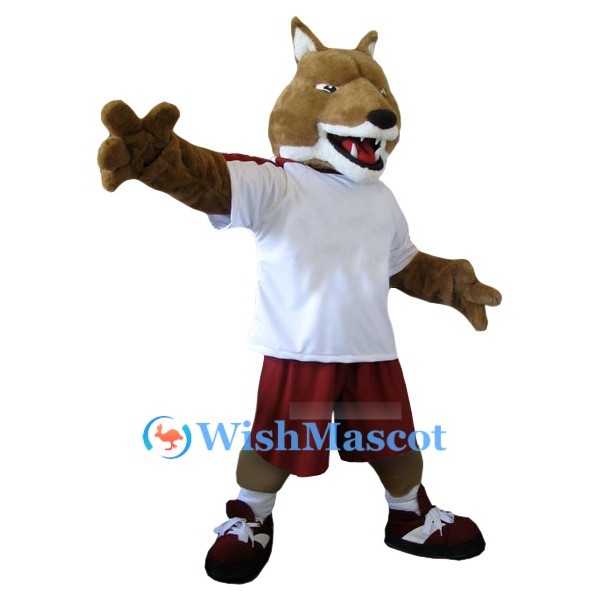 Sporty Brown Wolf Mascot Costume