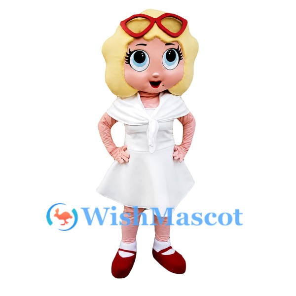 Blonde Lady Mascot Costume 