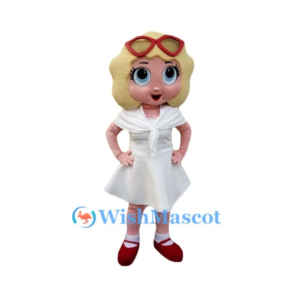 Blonde Lady Mascot Costume 